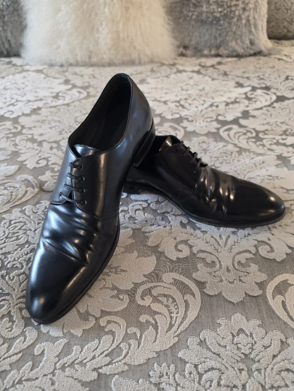 Dior Men’s Black Leather Derby Dress Shoes Made in Italy EU 41